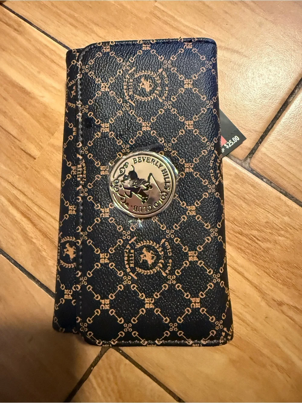 Beverly Hills Polo Club Navy and Tan Patterned Men's Card Holder